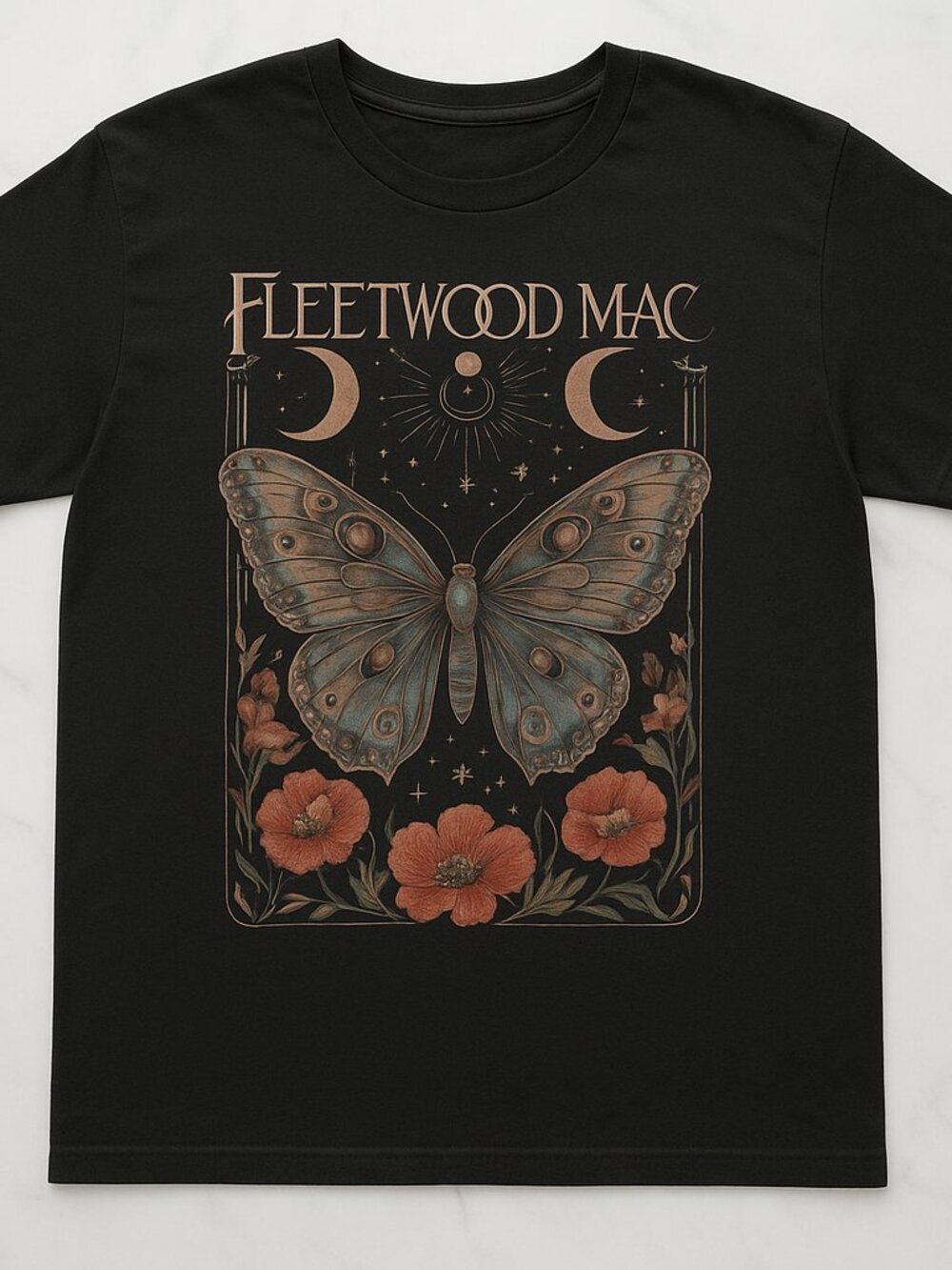 Fleetwood Mac Butterfly Celestial Graphic Tee | Black | Boho